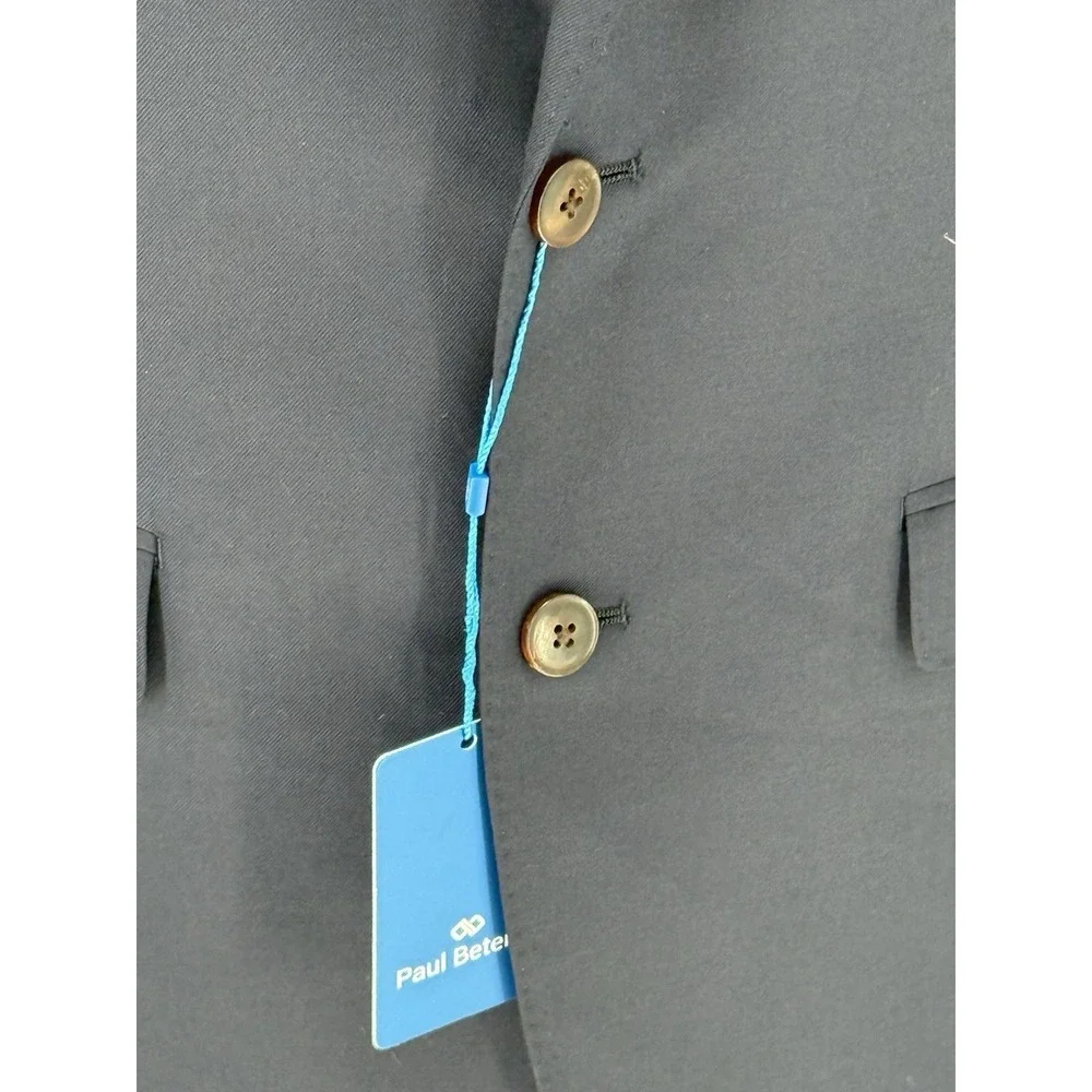 Paul Betenly Men's 40L Navy Blue Wool Cashmere Button Blazer Jacket-Ronaldo N